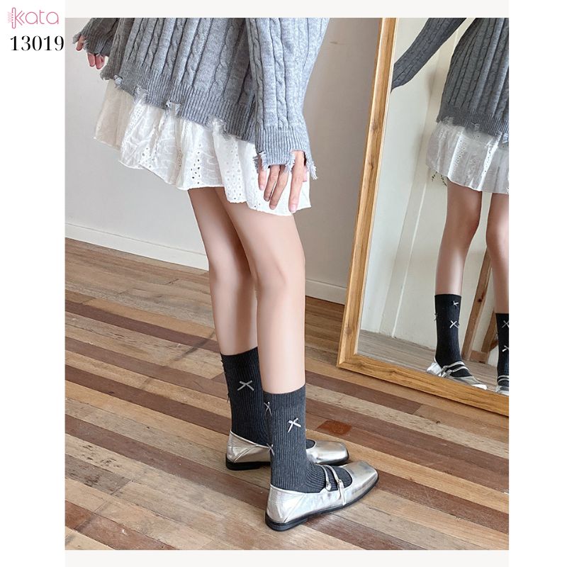 Tất bông vải chất lượng tốt thấm hút mồ hôi,vớ ống giữa lolita retro 13019