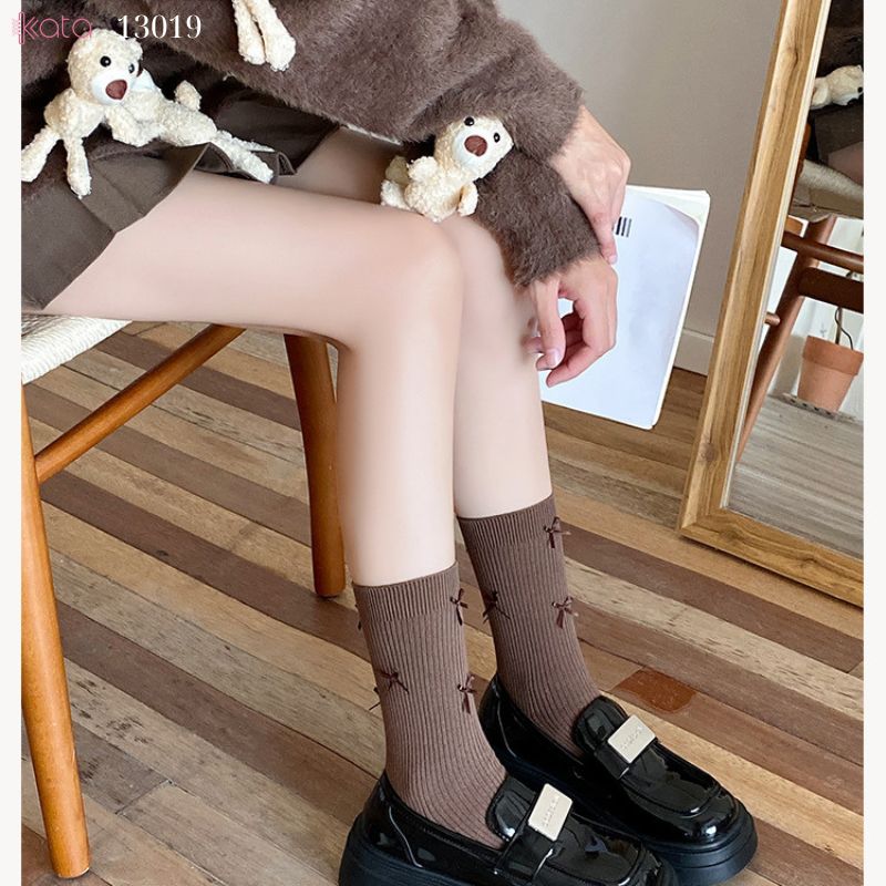 Tất bông vải chất lượng tốt thấm hút mồ hôi,vớ ống giữa lolita retro 13019