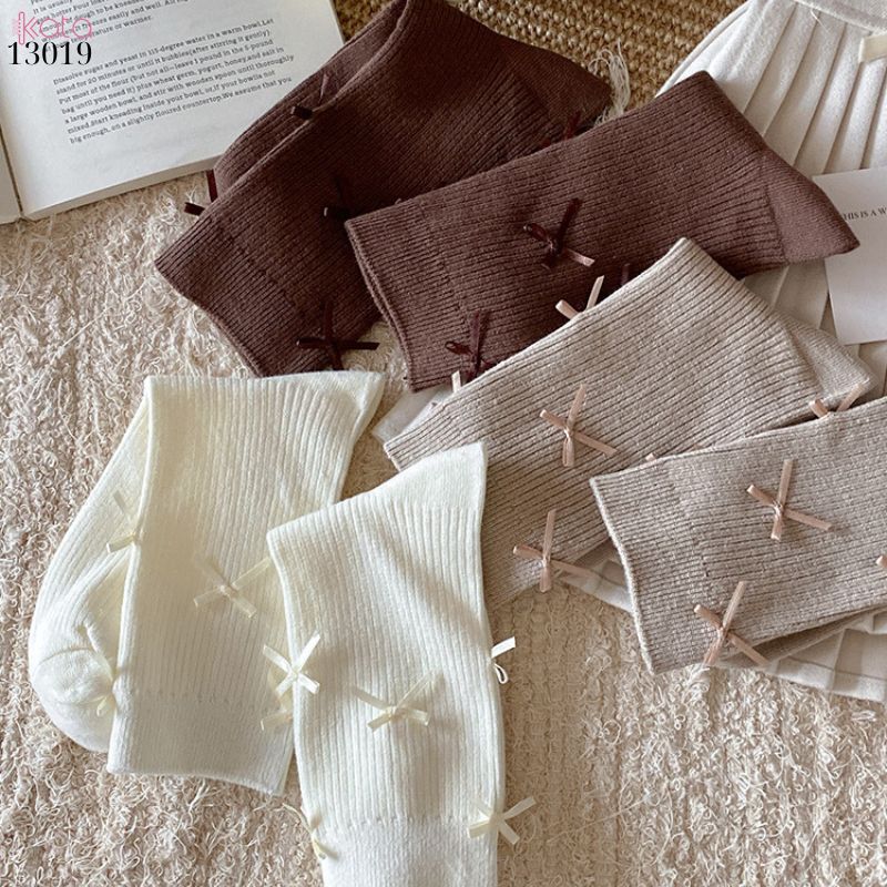 Tất bông vải chất lượng tốt thấm hút mồ hôi,vớ ống giữa lolita retro 13019