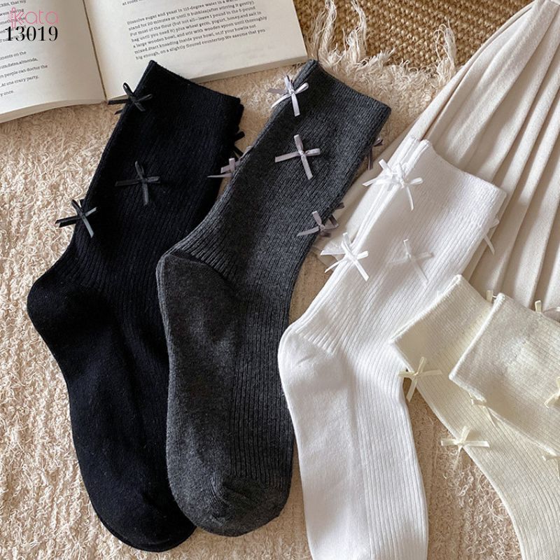 Tất bông vải chất lượng tốt thấm hút mồ hôi,vớ ống giữa lolita retro 13019