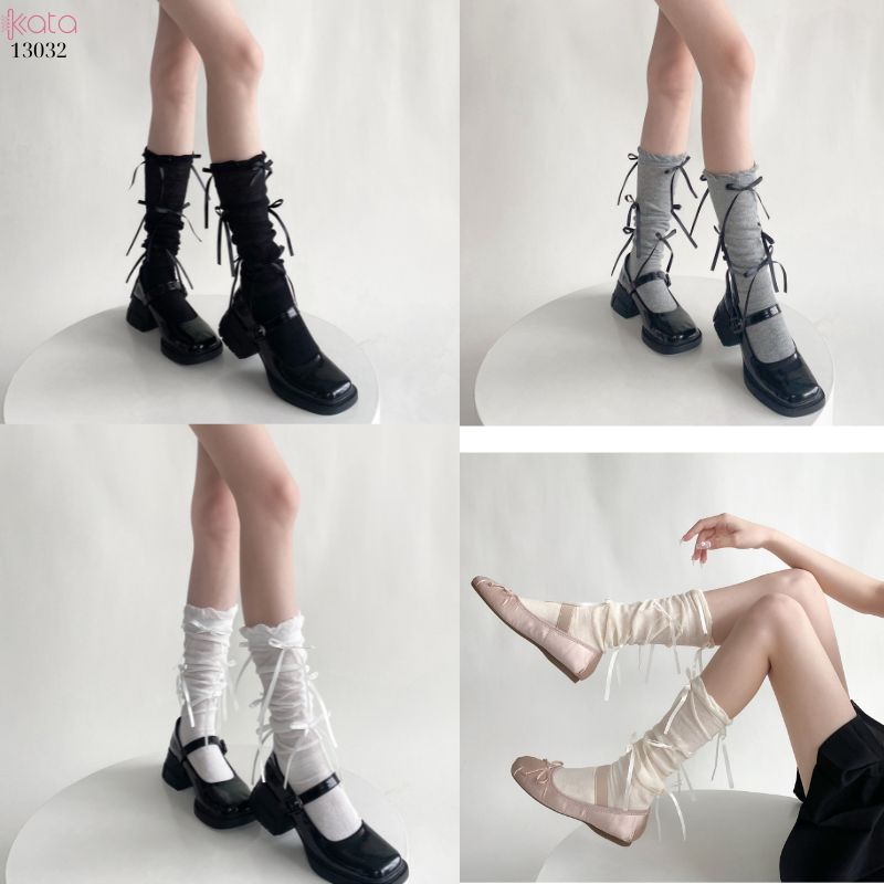 Tất nơ bắp chân mùa xuân thu phong cách preppy JK 13032