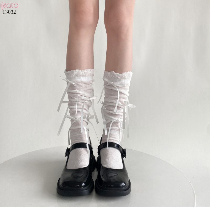 Tất nơ bắp chân mùa xuân thu phong cách preppy JK 13032