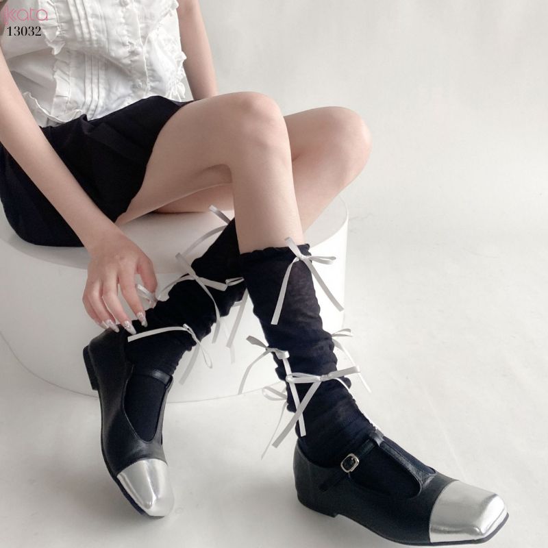 Tất nơ bắp chân mùa xuân thu phong cách preppy JK 13032