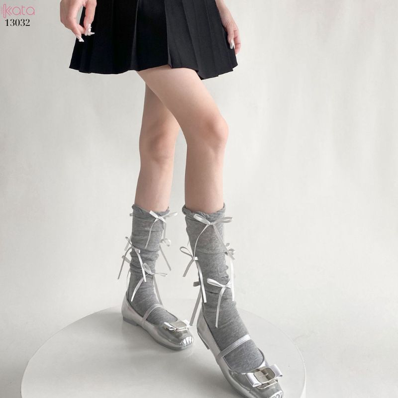 Tất nơ bắp chân mùa xuân thu phong cách preppy JK 13032