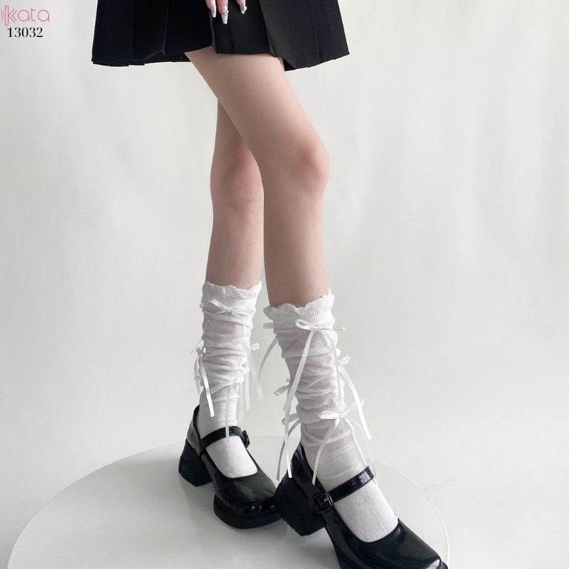 Tất nơ bắp chân mùa xuân thu phong cách preppy JK 13032