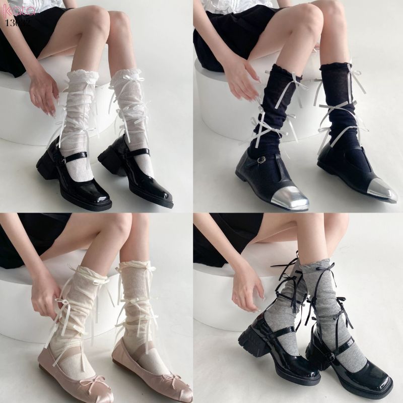 Tất nơ bắp chân mùa xuân thu phong cách preppy JK 13032