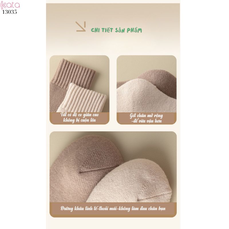 Vớ len lông cừu ấm áp dành cho phụ nữ mùa thu và mùa đông, vớ lông cừu dày để ngủ và vớ sàn ấm áp 13035