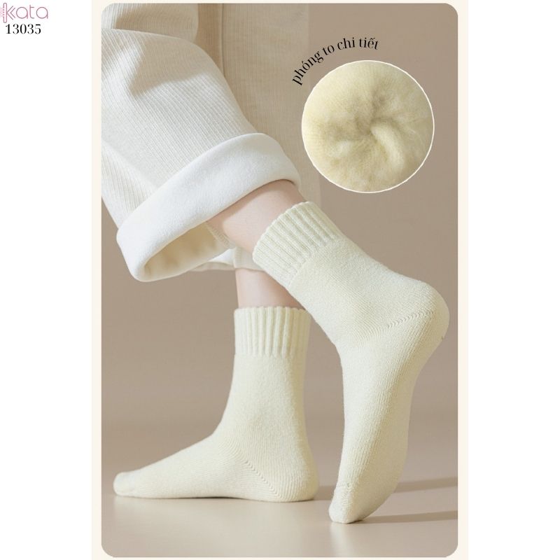 Vớ len lông cừu ấm áp dành cho phụ nữ mùa thu và mùa đông, vớ lông cừu dày để ngủ và vớ sàn ấm áp 13035