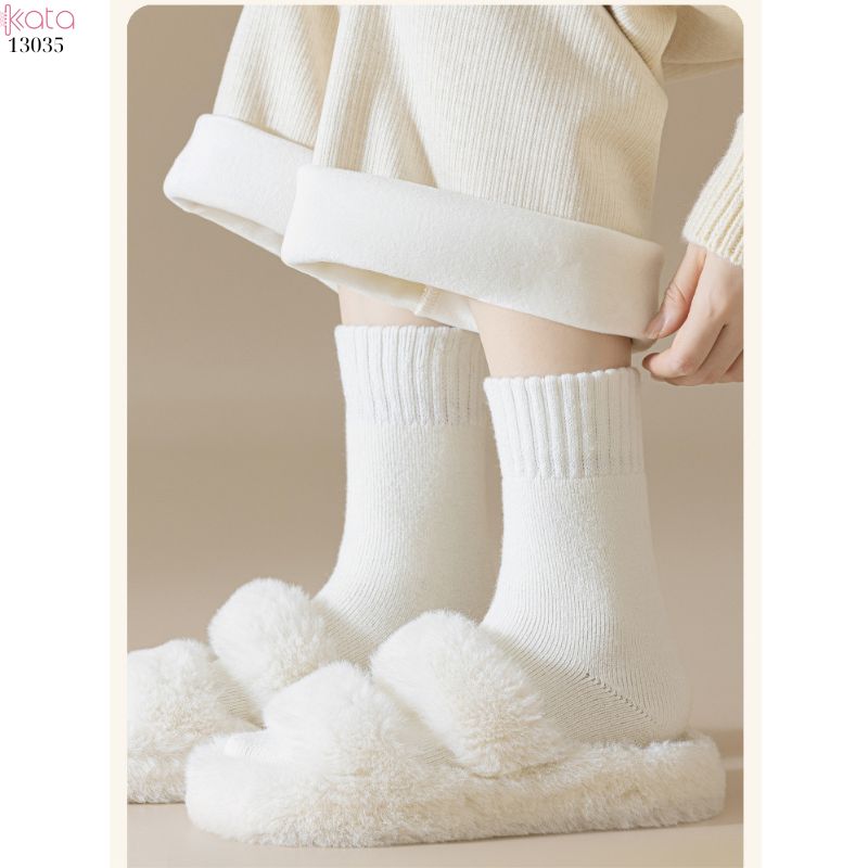Vớ len lông cừu ấm áp dành cho phụ nữ mùa thu và mùa đông, vớ lông cừu dày để ngủ và vớ sàn ấm áp 13035
