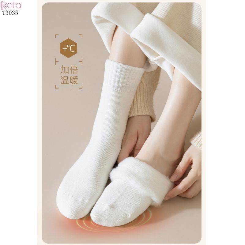 Vớ len lông cừu ấm áp dành cho phụ nữ mùa thu và mùa đông, vớ lông cừu dày để ngủ và vớ sàn ấm áp 13035