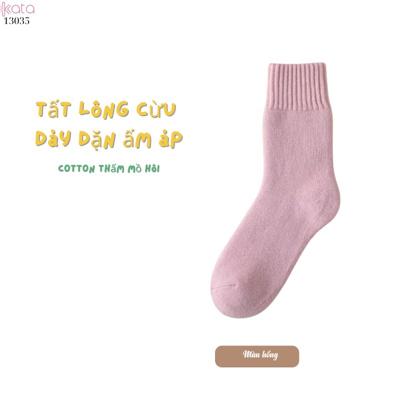 Vớ len lông cừu ấm áp dành cho phụ nữ mùa thu và mùa đông, vớ lông cừu dày để ngủ và vớ sàn ấm áp 13035