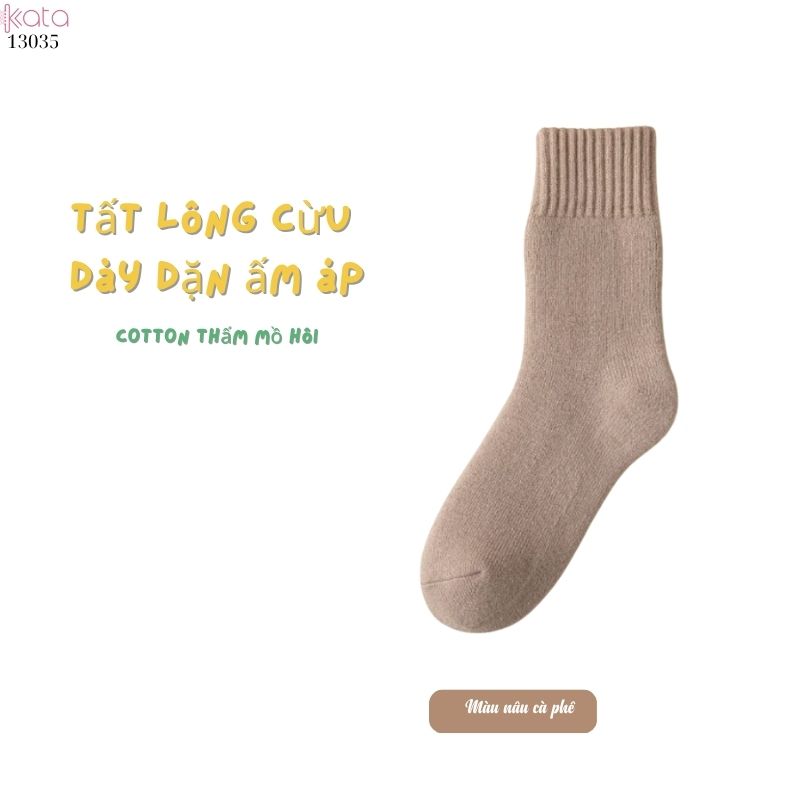 Vớ len lông cừu ấm áp dành cho phụ nữ mùa thu và mùa đông, vớ lông cừu dày để ngủ và vớ sàn ấm áp 13035