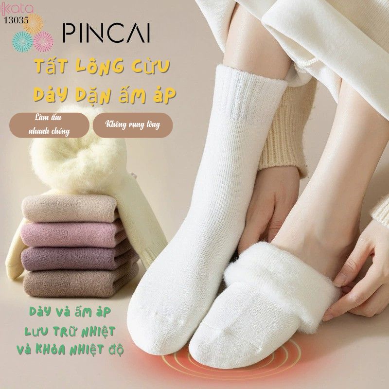 Vớ len lông cừu ấm áp dành cho phụ nữ mùa thu và mùa đông, vớ lông cừu dày để ngủ và vớ sàn ấm áp 13035