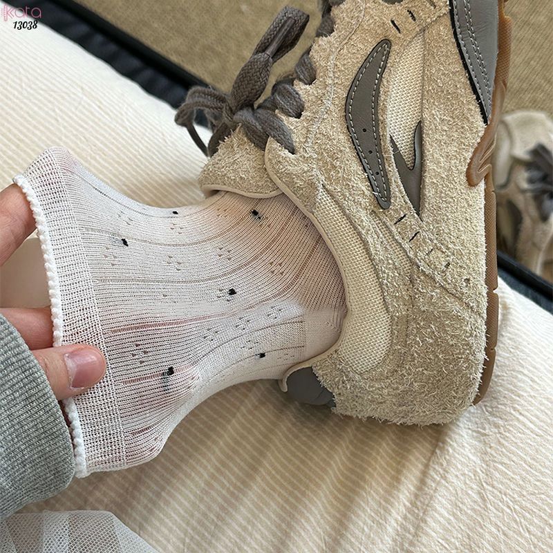 Tất ren chấm bi thoáng khí mùa hè,vớ mỏng mát thấm hút mồ hôi 13038