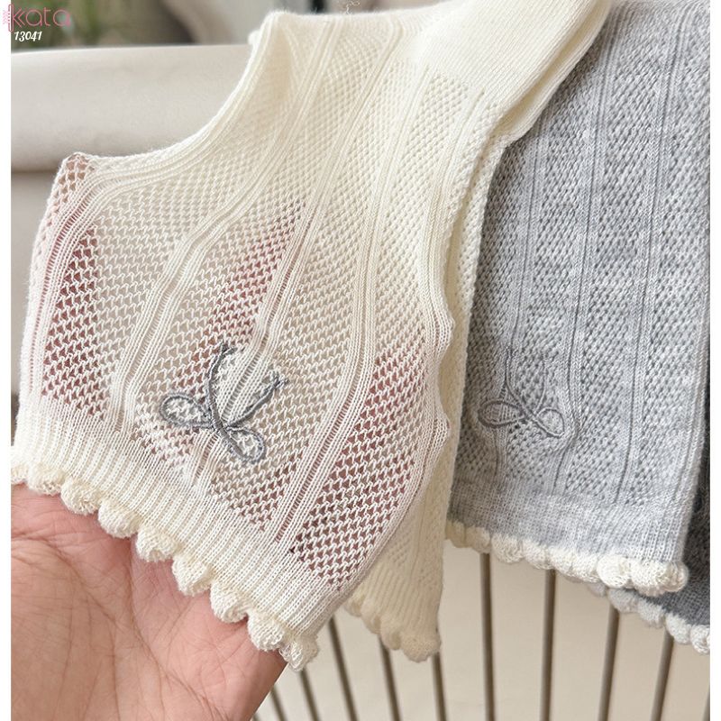 Tất nơ giữa bắp chân thoáng khí,vớ bông mềm mịn kháng khuẩn, chống ma sát không đường may 13041