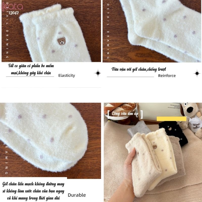 Tất nhung dày mùa thu và mùa đông ấm áp,vớ ngủ ấm áp giữa bắp chân 13042