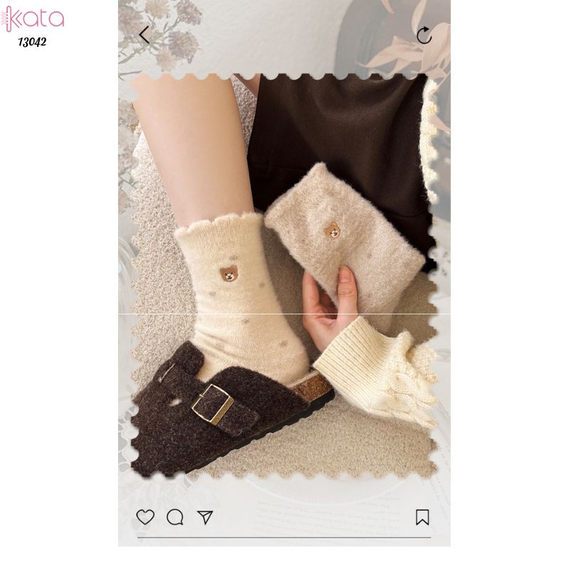 Tất nhung dày mùa thu và mùa đông ấm áp,vớ ngủ ấm áp giữa bắp chân 13042