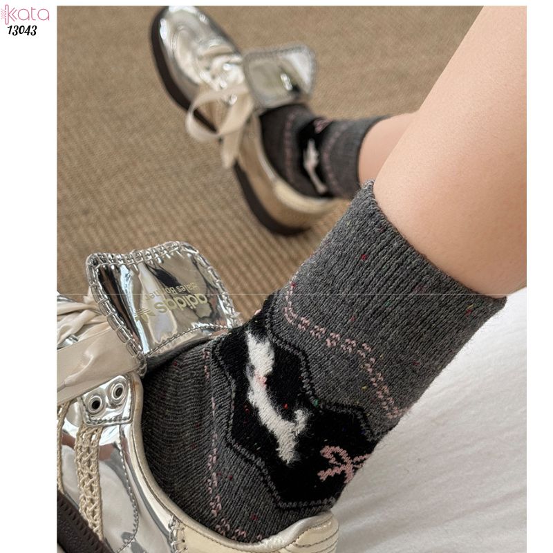 Tất dệt kim mùa thu và mùa đông dày ấm áp,vớ giữ nhiệt giữa bắp chân 13043