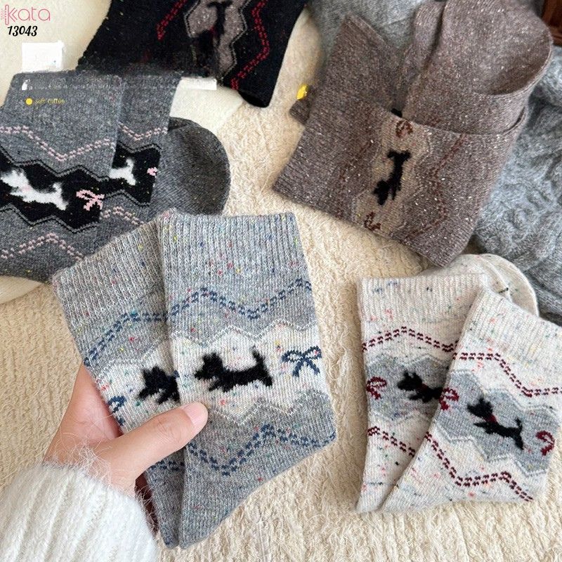 Tất dệt kim mùa thu và mùa đông dày ấm áp,vớ giữ nhiệt giữa bắp chân 13043