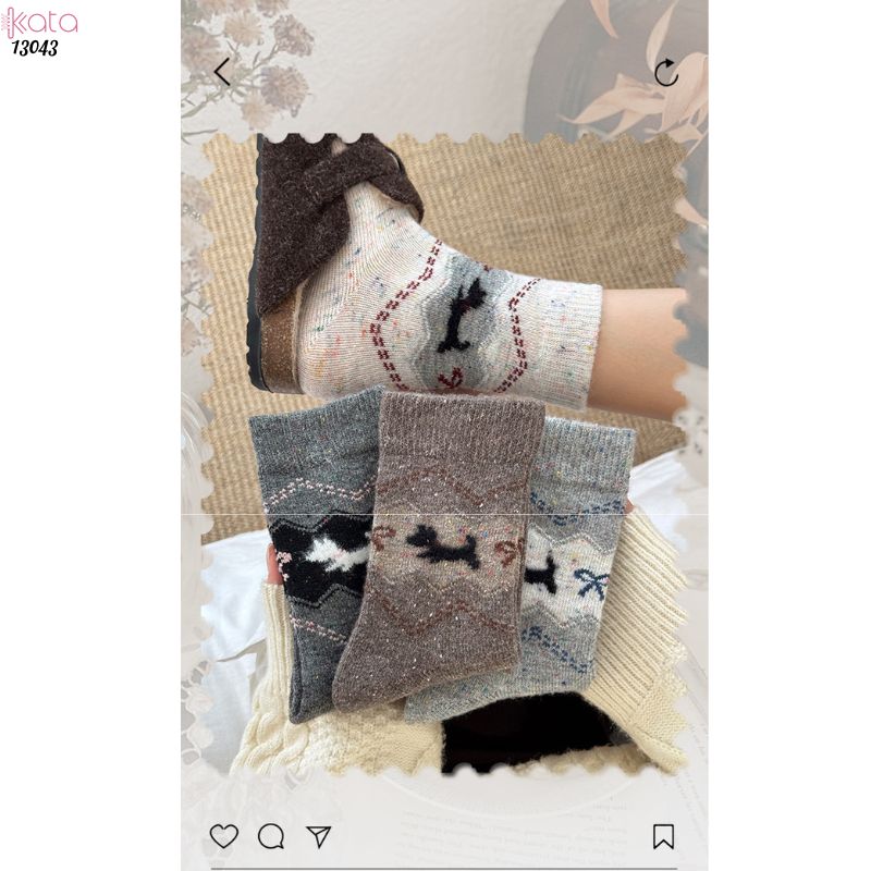 Tất dệt kim mùa thu và mùa đông dày ấm áp,vớ giữ nhiệt giữa bắp chân 13043