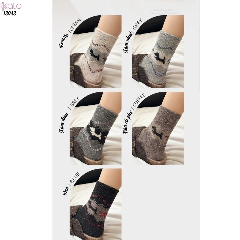Tất dệt kim mùa thu và mùa đông dày ấm áp,vớ giữ nhiệt giữa bắp chân 13043