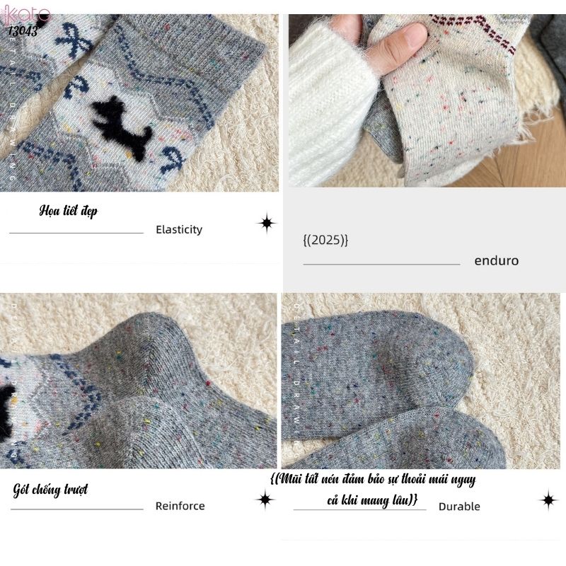 Tất dệt kim mùa thu và mùa đông dày ấm áp,vớ giữ nhiệt giữa bắp chân 13043