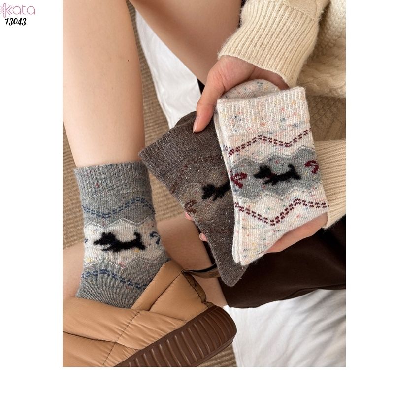 Tất dệt kim mùa thu và mùa đông dày ấm áp,vớ giữ nhiệt giữa bắp chân 13043