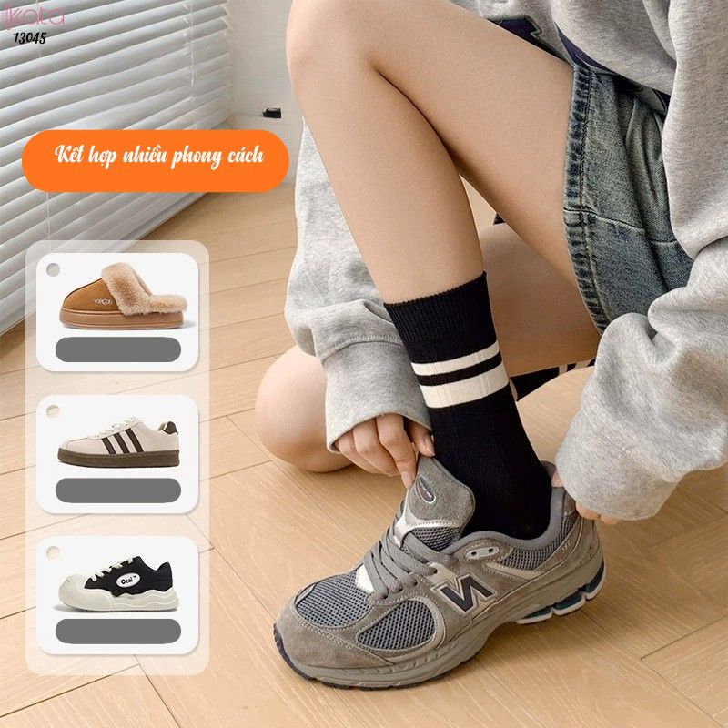 Tất bông thu đông thoải mái và thấm hút mồ hôi, tất cotton đa năng dành cho sinh viên, vớ thể thao thông thường 13045