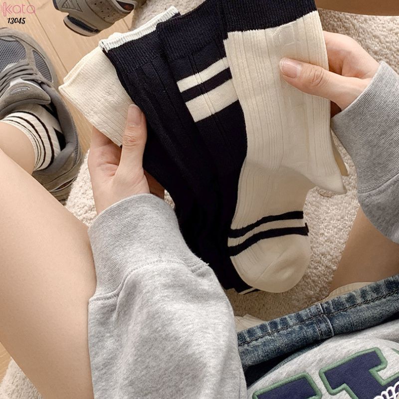 Tất bông thu đông thoải mái và thấm hút mồ hôi, tất cotton đa năng dành cho sinh viên, vớ thể thao thông thường 13045