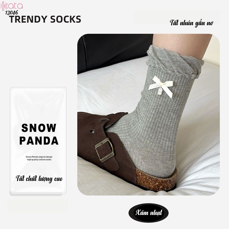 Tất bông cotton lolita,vớ giữa bắp chân gắn nơ 13046
