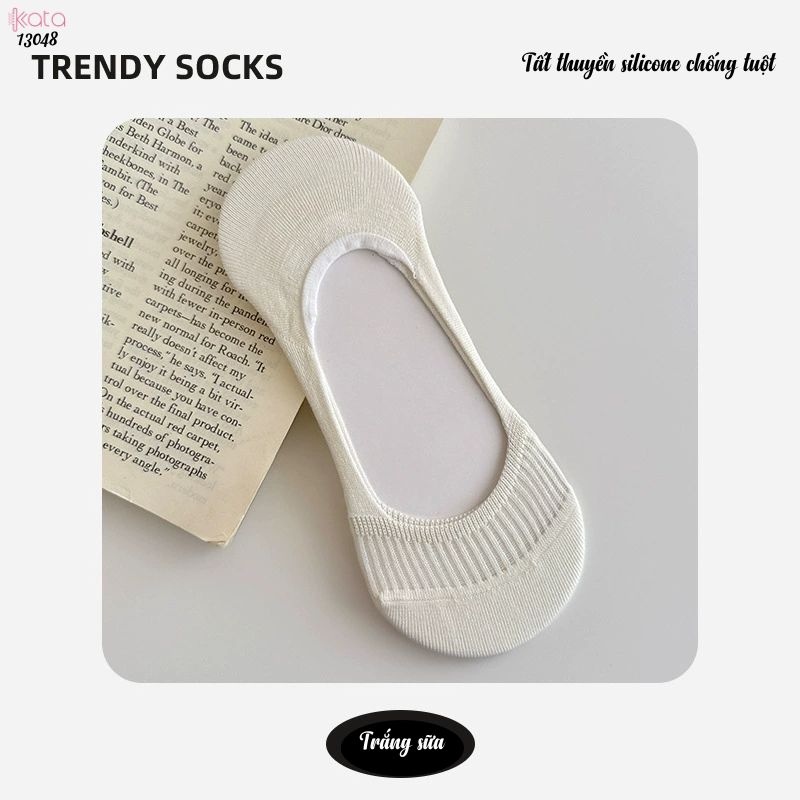 Tất mùa hè mỏng silicone chống trượt tất cao gót, vớ thuyền cotton thấm hút mồ hôi và chống mùi 13048