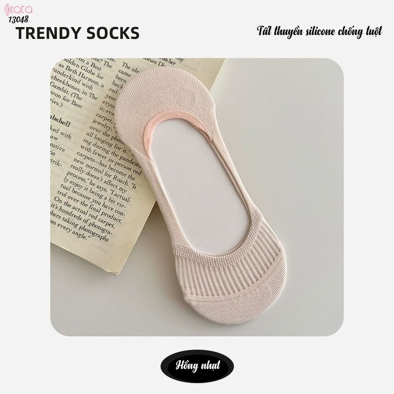 Tất mùa hè mỏng silicone chống trượt tất cao gót, vớ thuyền cotton thấm hút mồ hôi và chống mùi 13048