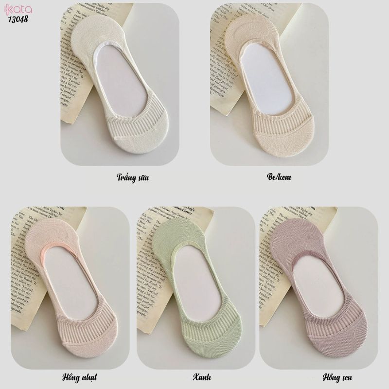 Tất mùa hè mỏng silicone chống trượt tất cao gót, vớ thuyền cotton thấm hút mồ hôi và chống mùi 13048