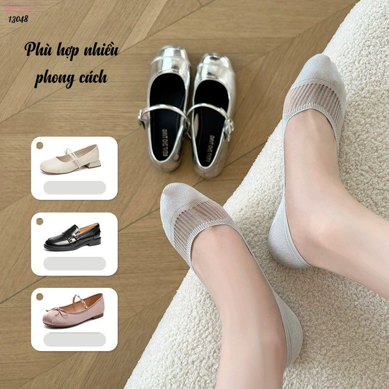 Tất mùa hè mỏng silicone chống trượt tất cao gót, vớ thuyền cotton thấm hút mồ hôi và chống mùi 13048