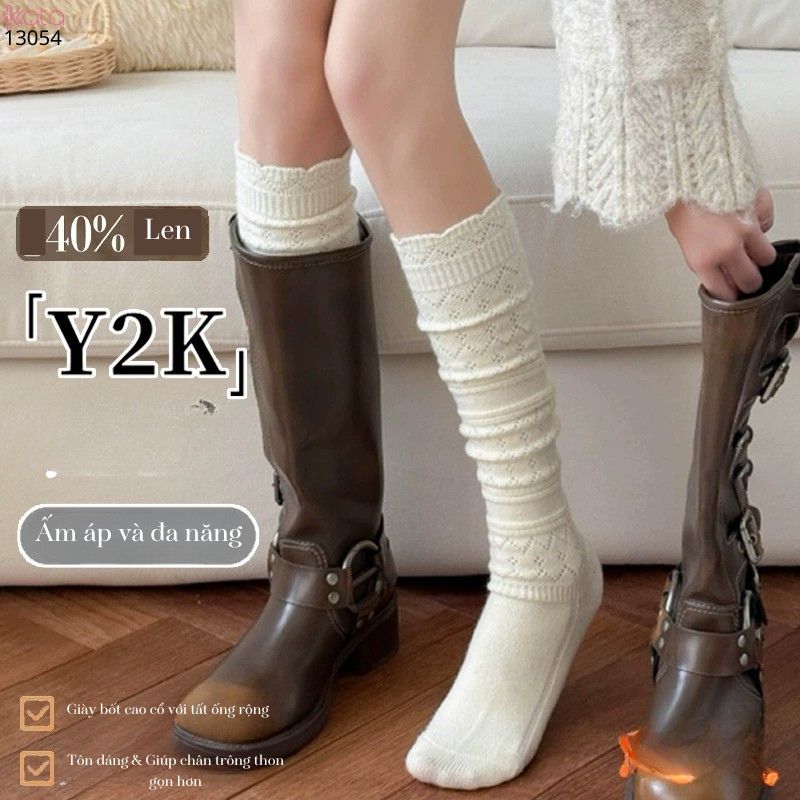 Tất len ấm thu đông,vớ bắp chân đi bốt phong cách cổ điển Nhật Bản 13054