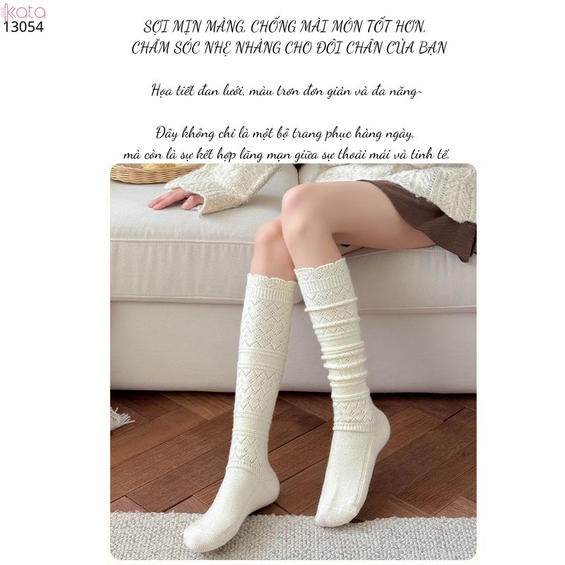 Tất len ấm thu đông,vớ bắp chân đi bốt phong cách cổ điển Nhật Bản 13054