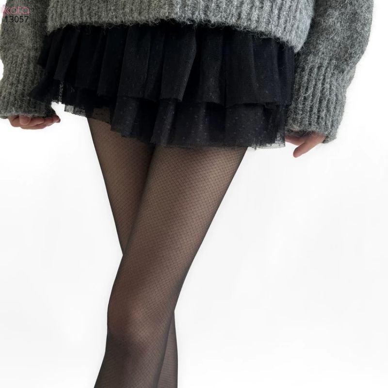 Quần tất lưới lụa hình kim cương mỏng mùa thu co giãn cao 13057
