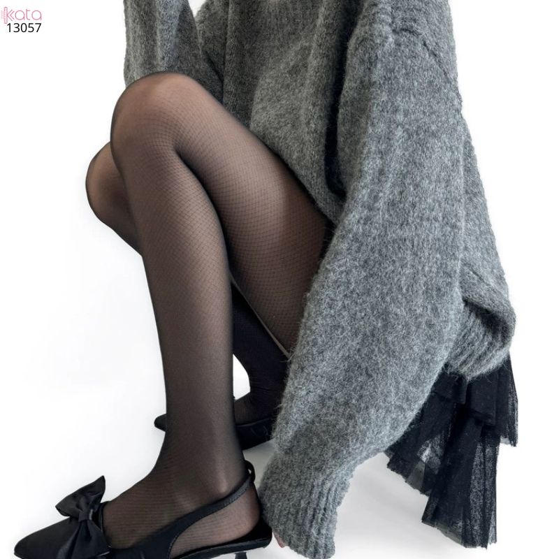 Quần tất lưới lụa hình kim cương mỏng mùa thu co giãn cao 13057