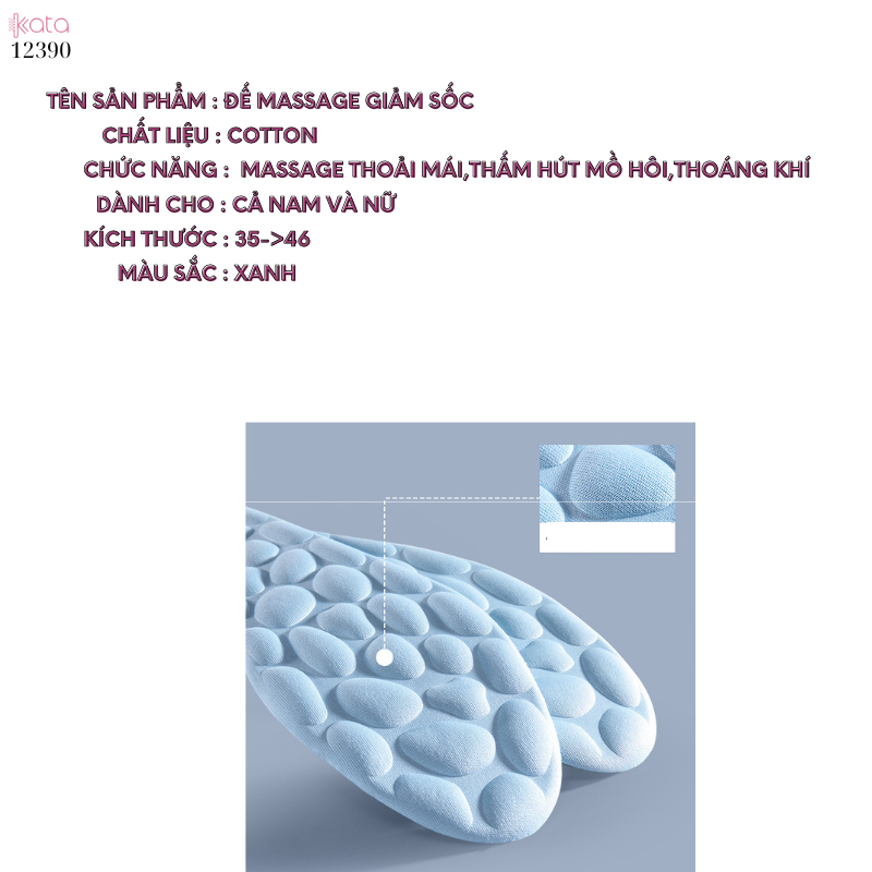Đế lót giày siêu mềm,chống đau,thoáng khí,đứng lâu không mỏi,thấm hút mồ hôi Nam Nữ 12390