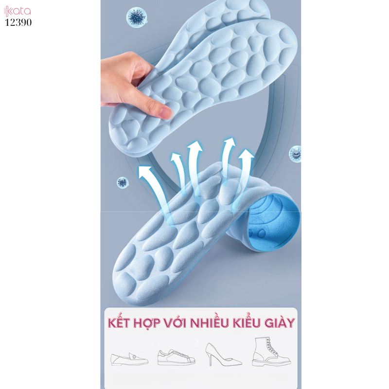 Đế lót giày siêu mềm,chống đau,thoáng khí,đứng lâu không mỏi,thấm hút mồ hôi Nam Nữ 12390